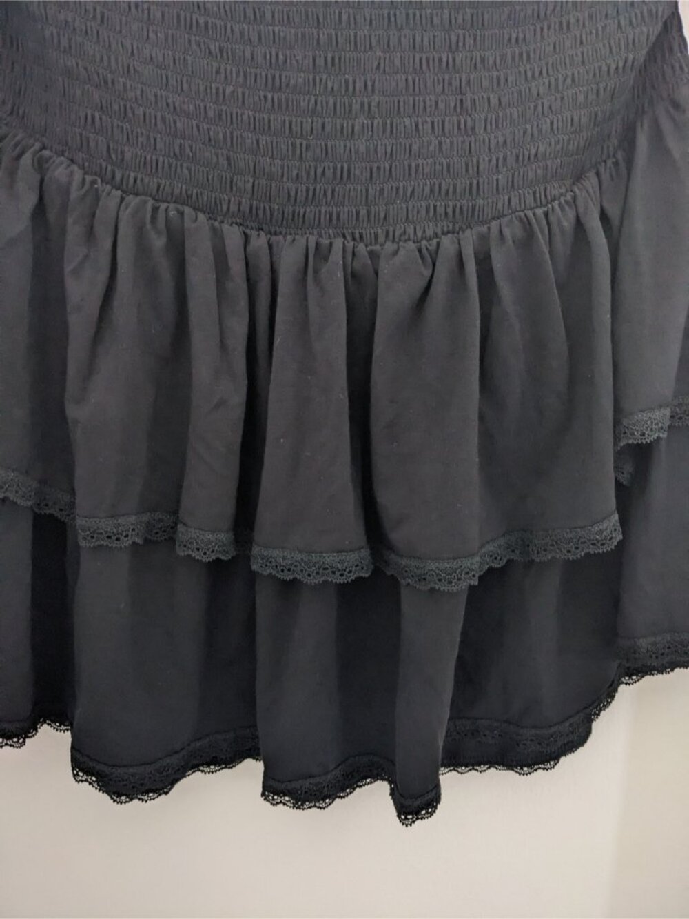 Deep Black Smocked Tiered Tube Top - Picture 2 of 2